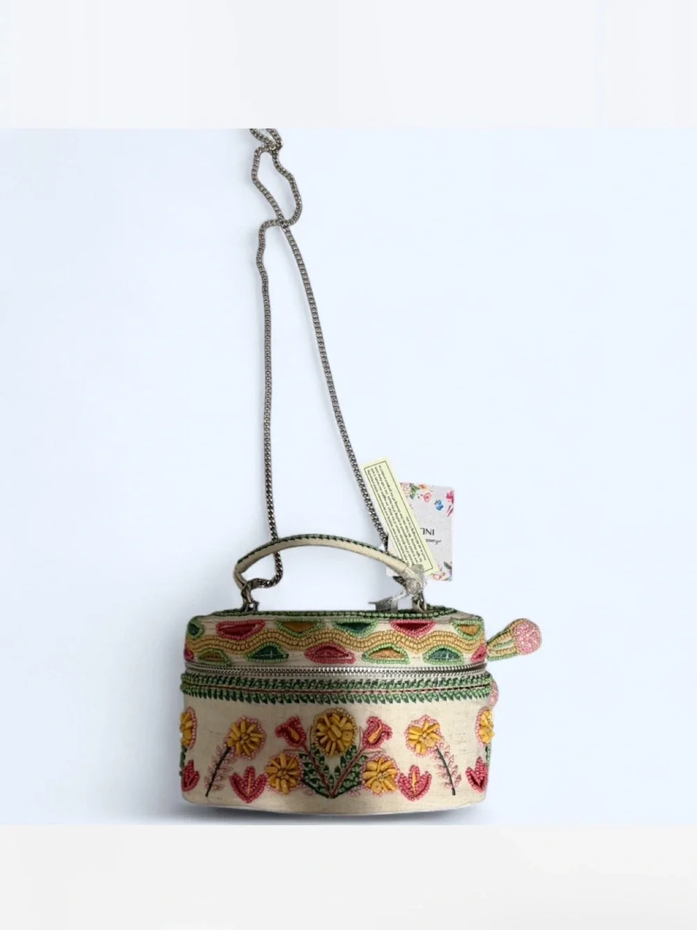 Embroidered Boho Beaded Crossbody Bag